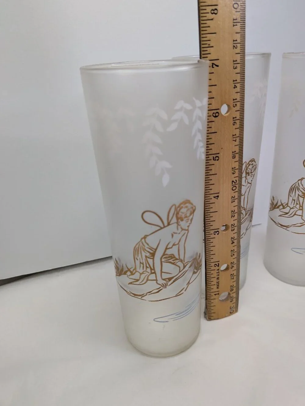 Vintage Libbey White Rock Psyche Fairy Glasses Set 6 Fairycore 50s